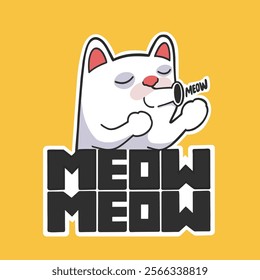 Singing Cat Meme Sticker T-shirt Vector Cute Illustration
