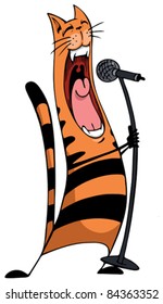Singing cat with a microphone