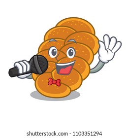Singing challah mascot cartoon style