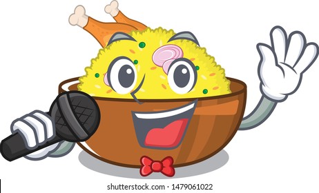 Singing chicken biryani isolated in the mascot