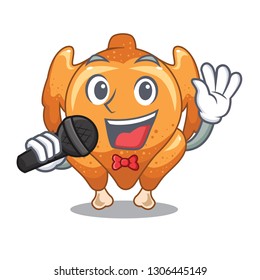 Singing chicken roast is isolated with characters