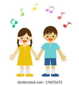 Singing children / Vector EPS 10 illustration