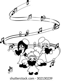 Singing Christmas carol in three people.