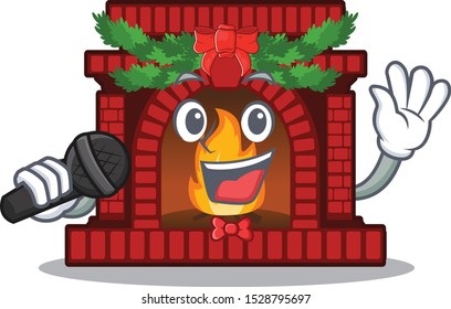Singing christmas fireplace on of cartoon table