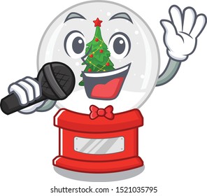 Singing christmas snow globe isolated with character