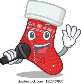 Singing christmas stocking character shaped in cartoon