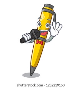 Singing classic ballpoint pen isolated on character