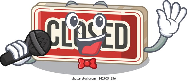 Singing closed sign attached to cartoon door