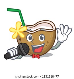 Singing cocktail coconut mascot cartoon