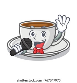 Singing coffee character cartoon style