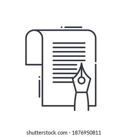 Singing contact icon, linear isolated illustration, thin line vector, web design sign, outline concept symbol with editable stroke on white background.