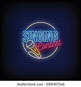 Singing Contest Neon Signs Style Vector