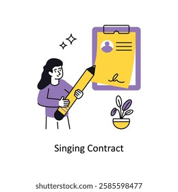 Singing Contract Concept vector illustration.  isolated on white Background.