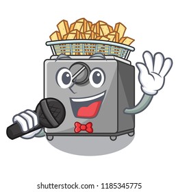 Singing cooking french fries in deep fryer cartoon