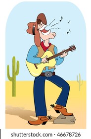 Singing cowboy .Vector comic cartoons