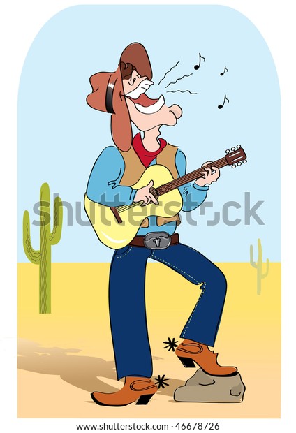 Singing Cowboy Vector Comic Cartoons Stock Vector (Royalty Free) 46678726