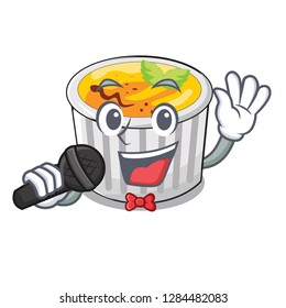 Singing creme brulee on wooden character table