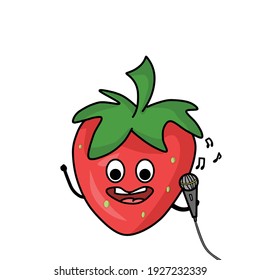 Cantando lindo personaje fresberry plantilla de diseño de vectores
