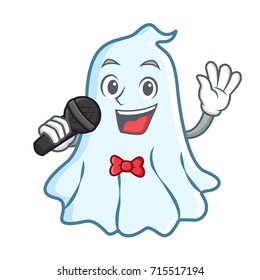 Singing cute ghost character cartoon
