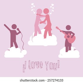 Singing and dancing icons, vector illustration