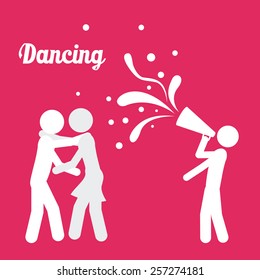 Singing and dancing icons, vector illustration