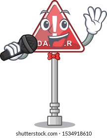 Singing danger character in the mascot shape