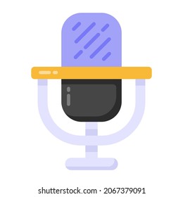 Icono de dispositivo de canto, diseño plano de micrófono 