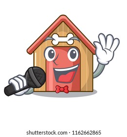 Singing dog house isolated on mascot cartoon