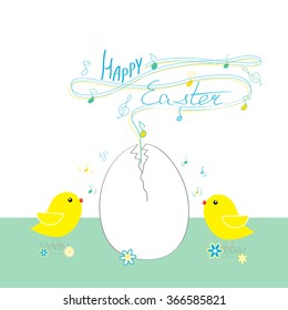 Singing Easter egg Holiday greeting card design