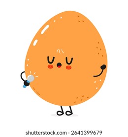 Singing egg character gripping microphone with joyful expression, performing musical moment