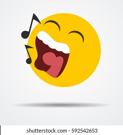 Singing emoticon in a flat design