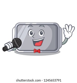 Singing empty baking tray close with character