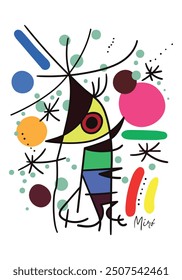 El pez cantor de Joan Miro. Ilustración vectorial