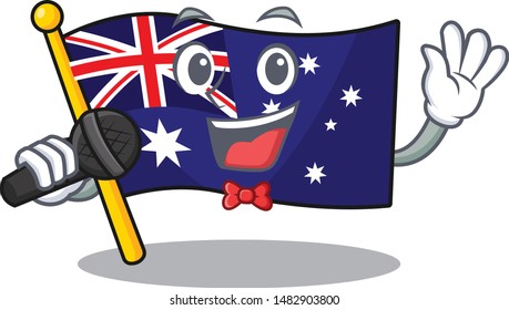 Singing flag australia in the character shape