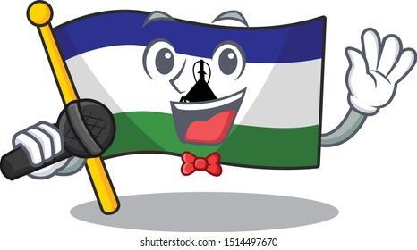 Singing flag lesotho isolated in the character
