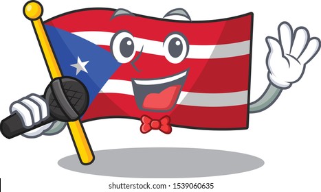 Singing flag puerto rico on a cartoon