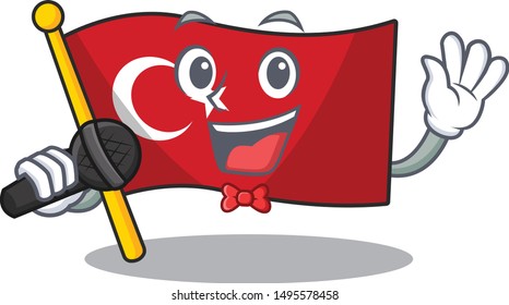 Singing flag turkey in the mascot shape