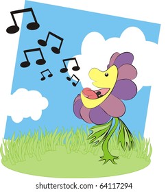 Singing flower colorful vector illustration