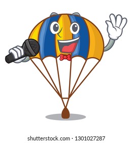 Singing flying parachute in the mascot sky