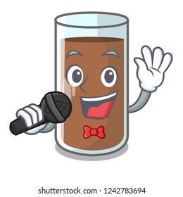 Singing fresh chocolate splash on pouring mascot