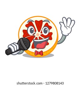 Singing fresh grapefruit fruit in shape character