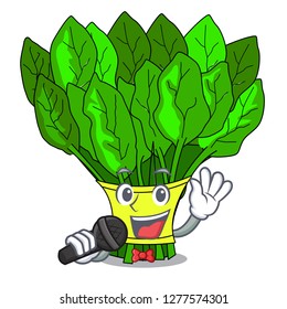 Singing fresh spinach vegetables in character fridge