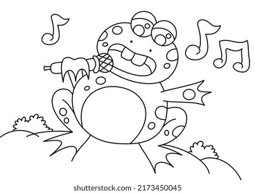 singing frog cute coloring page or book for kids