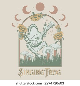 Singing Frog With A Frog Playing A Guitar Vector Art  Illustration   Graphic