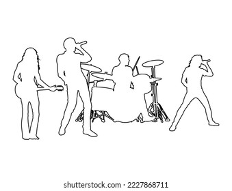 Singing gang outline silhouette vector art