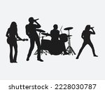 Singing gang vector art silhouette with white background