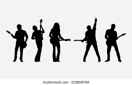 Singing gang vector art silhouette with white background