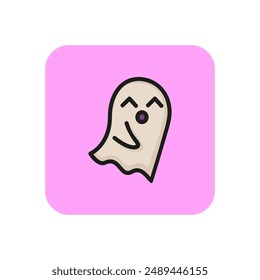 Singing ghost line icon. Carefree, playful, optimistic. Halloween concept. Vector illustration can be used for topics like festival, cartoon, emotion