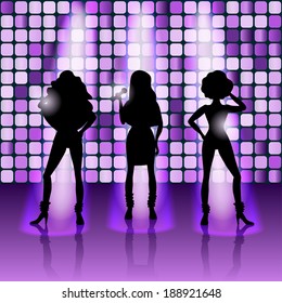 singing girls disco style - vector illustration. eps 10