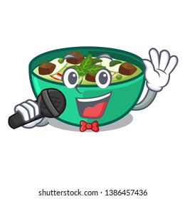 Singing green curry in the character shape